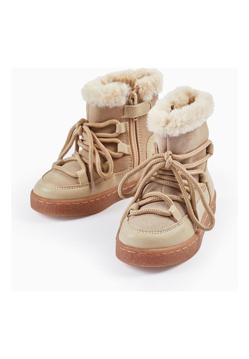 Bottes en Cuir et Peau avec Doublure en Fourrure pour Bébé  SWEET FROSTY DREAMS Beige - Kiabi