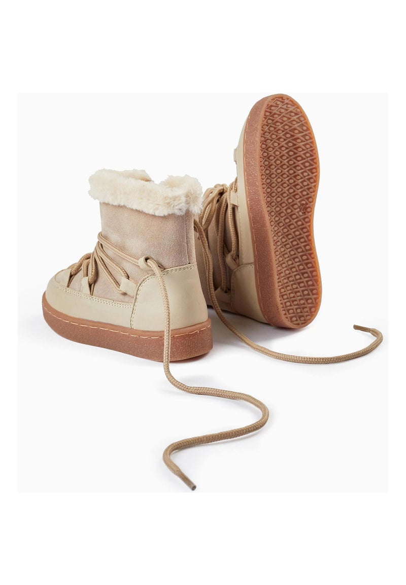 Bottes en Cuir et Peau avec Doublure en Fourrure pour Bébé  SWEET FROSTY DREAMS Beige - Kiabi