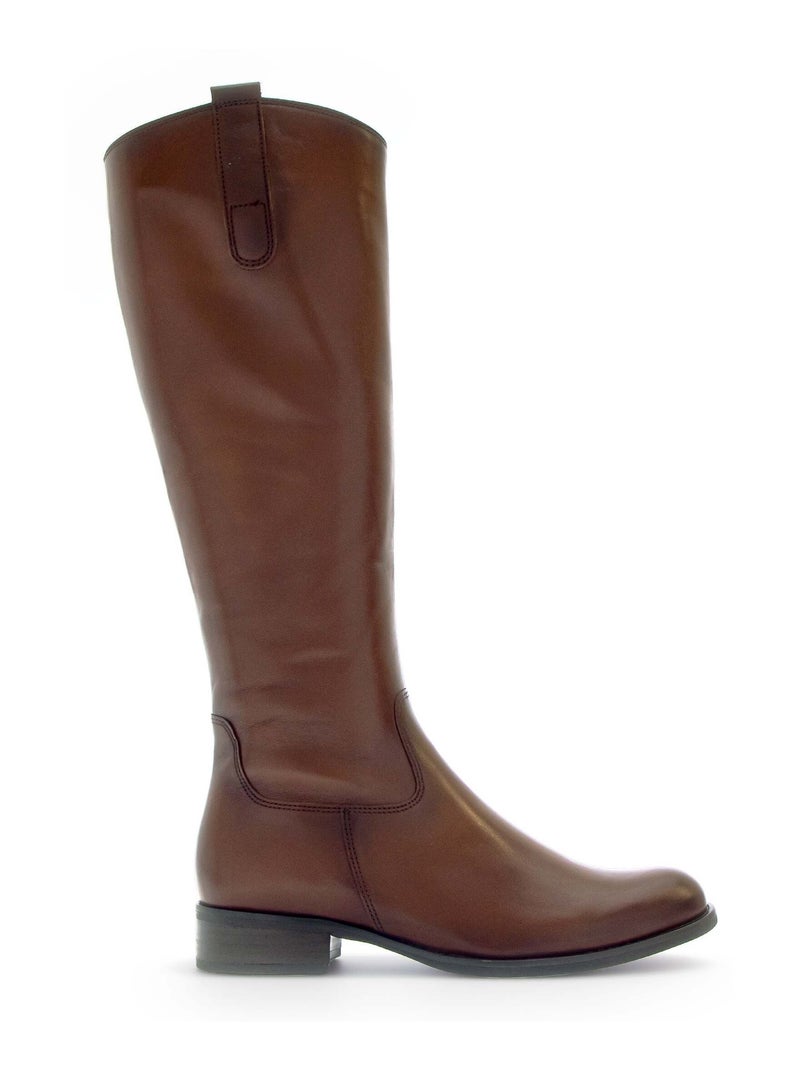 Bottes  en cuir lisse Marron clair - Kiabi