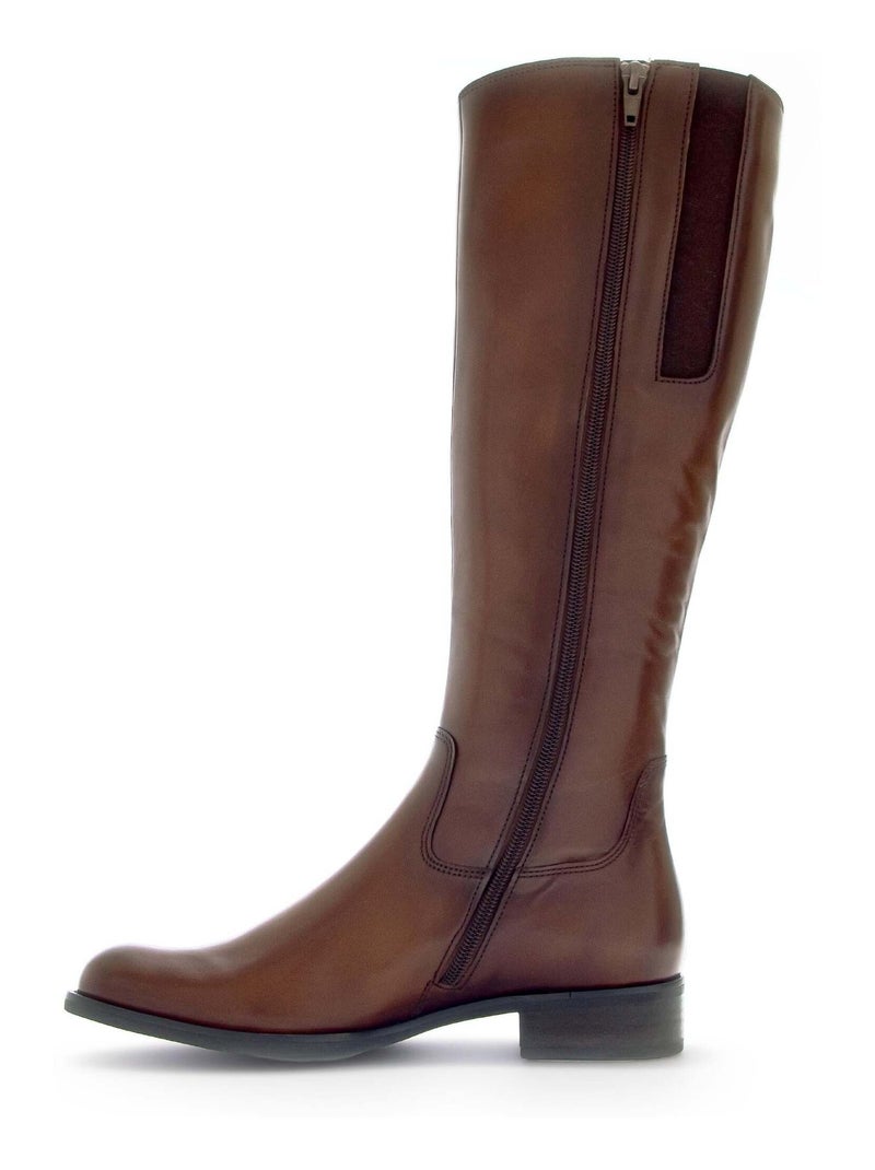 Bottes  en cuir lisse Marron clair - Kiabi