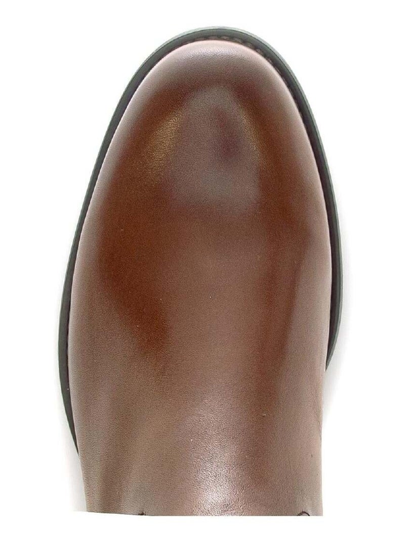Bottes  en cuir lisse Marron clair - Kiabi