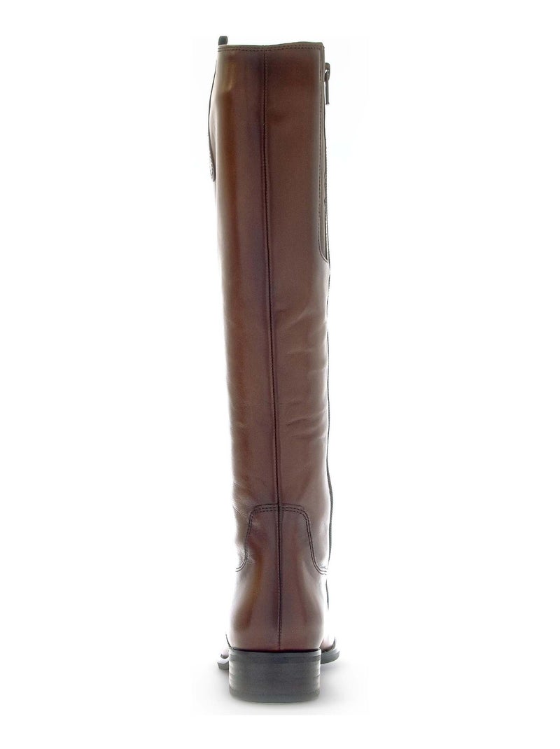 Bottes  en cuir lisse Marron clair - Kiabi