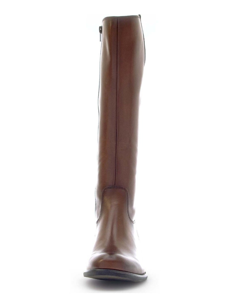 Bottes  en cuir lisse Marron clair - Kiabi