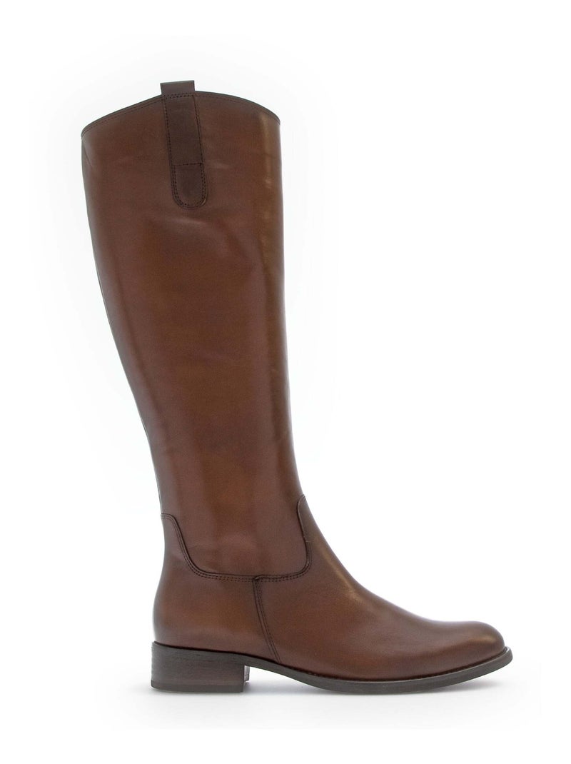 Bottes  en cuir lisse Marron clair - Kiabi