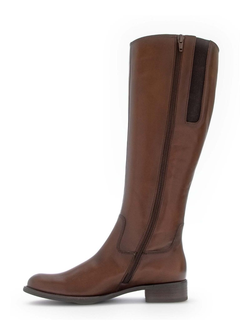 Bottes  en cuir lisse Marron clair - Kiabi