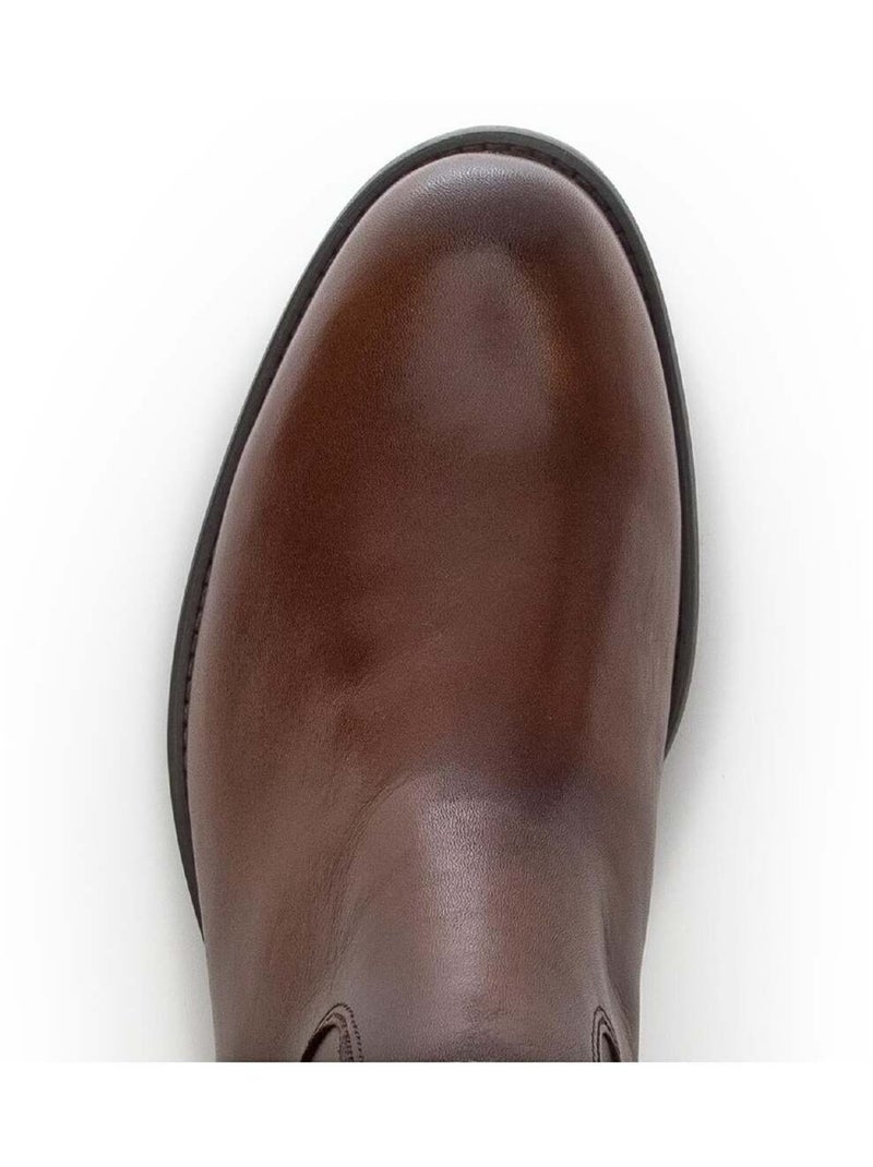 Bottes  en cuir lisse Marron clair - Kiabi