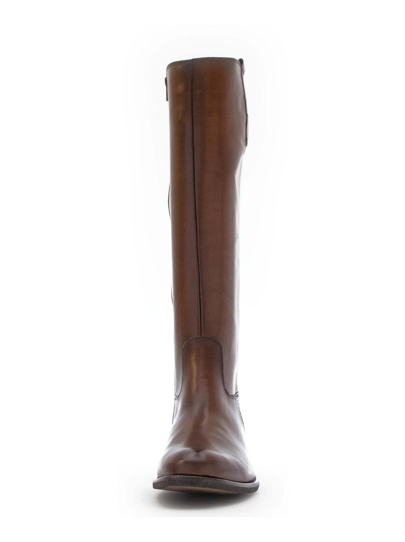 Bottes  en cuir lisse Marron clair - Kiabi