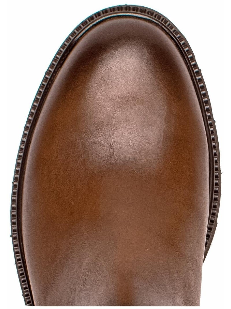 Bottes  en cuir lisse Marron clair - Kiabi