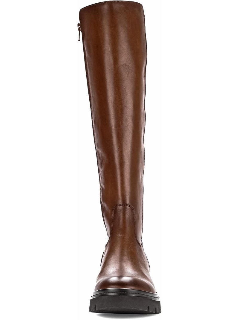 Bottes  en cuir lisse Marron clair - Kiabi