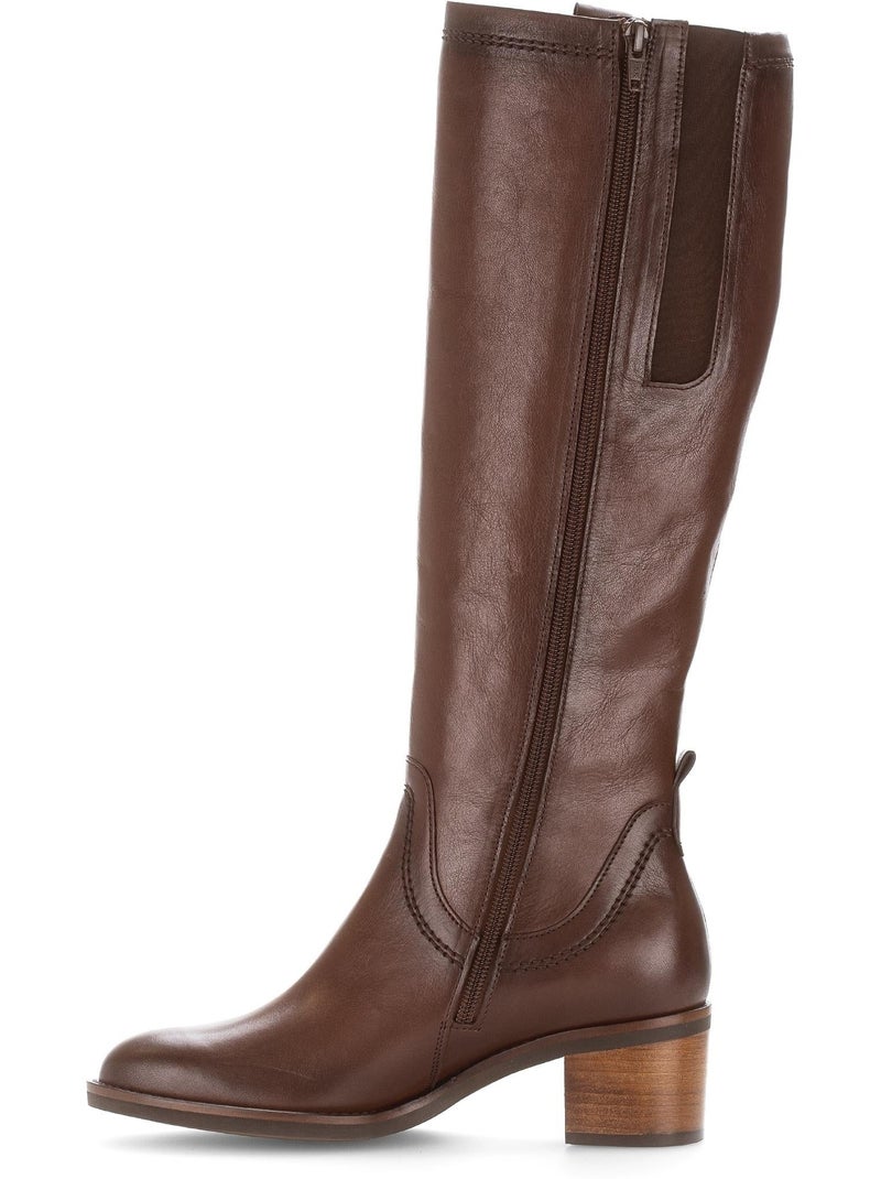 Bottes  en cuir lisse Marron clair - Kiabi
