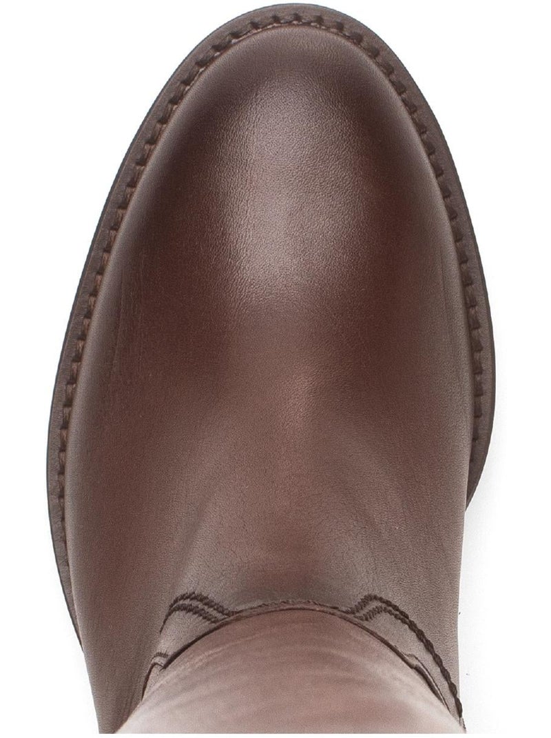 Bottes  en cuir lisse Marron clair - Kiabi