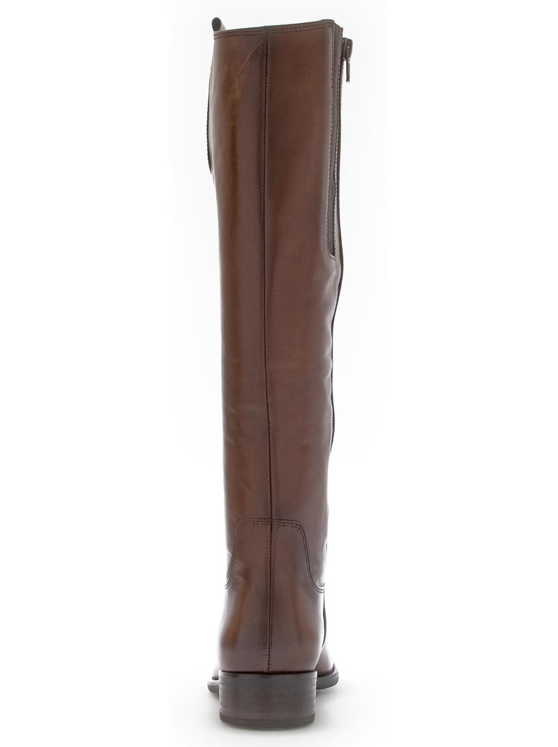 Bottes  en cuir lisse Marron - Kiabi