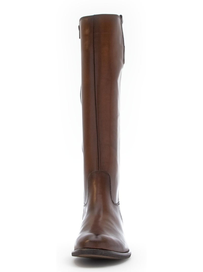 Bottes  en cuir lisse Marron - Kiabi