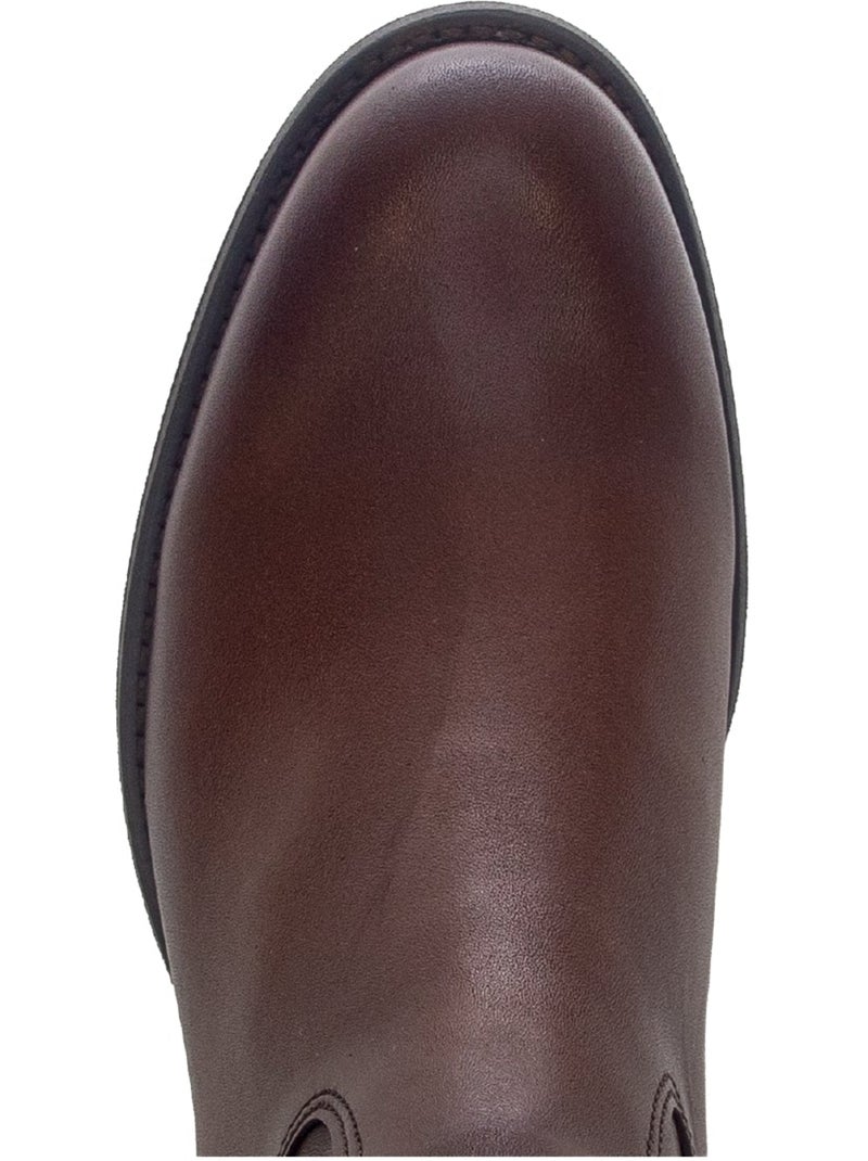 Bottes  en cuir lisse Marron - Kiabi