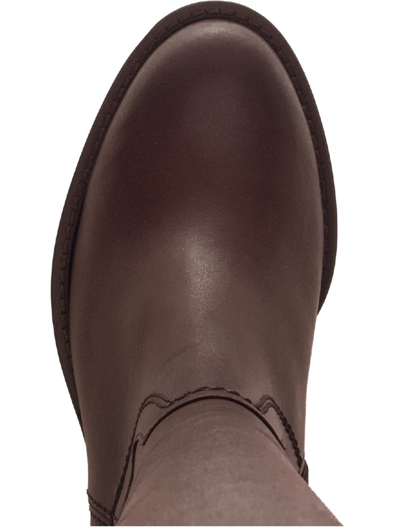 Bottes  en cuir lisse Marron - Kiabi