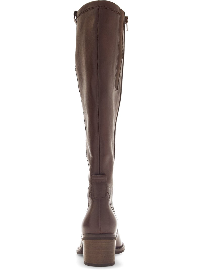 Bottes  en cuir lisse Marron - Kiabi