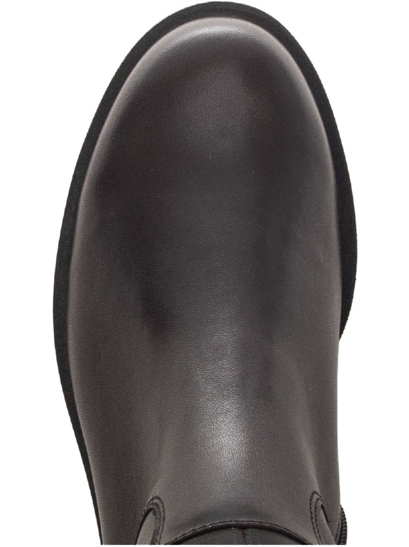 Bottes  en cuir lisse Marron - Kiabi