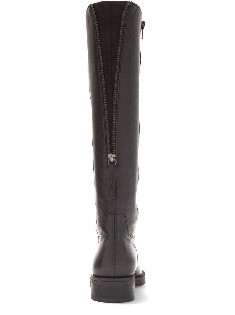 Bottes  en cuir lisse Marron - Kiabi