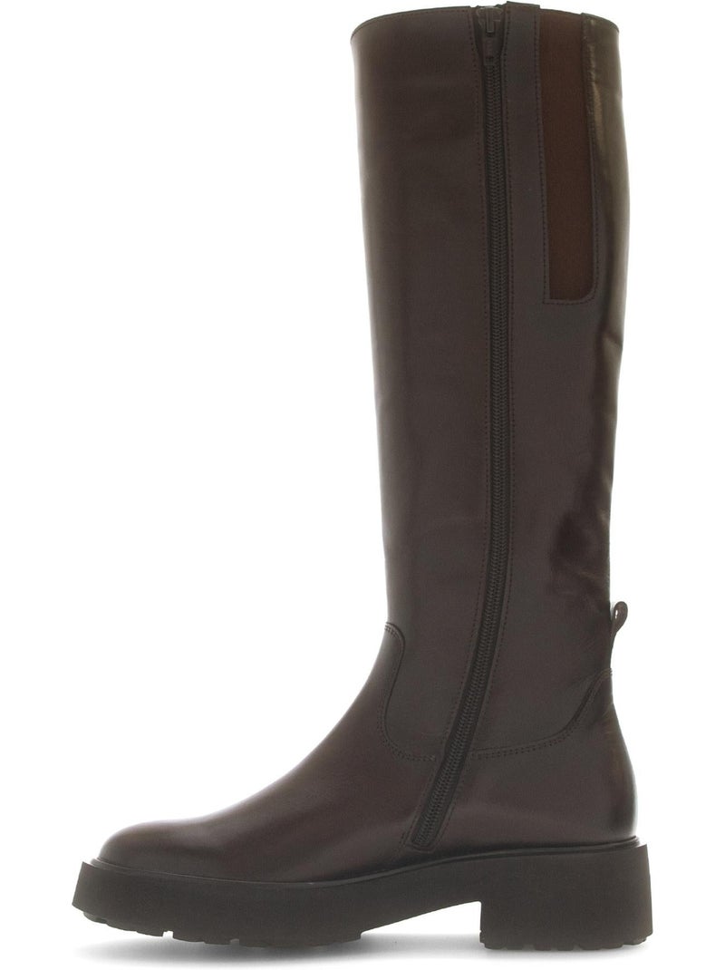 Bottes  en cuir lisse Marron - Kiabi