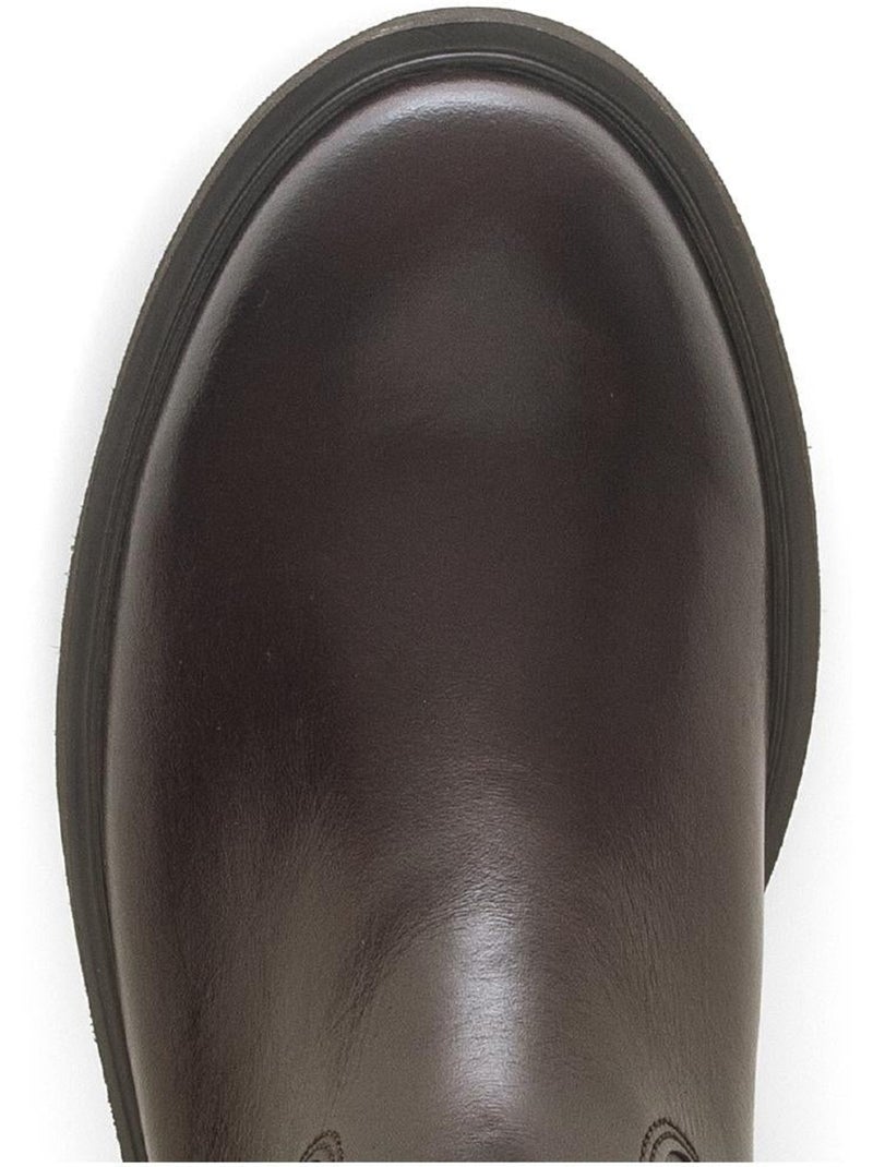 Bottes  en cuir lisse Marron - Kiabi