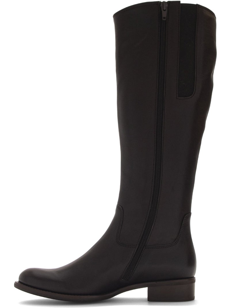 Bottes  en cuir lisse Marron - Kiabi