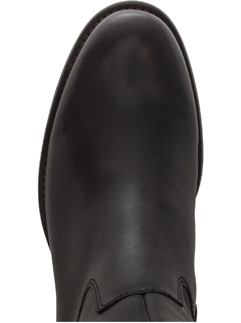 Bottes  en cuir lisse Marron - Kiabi