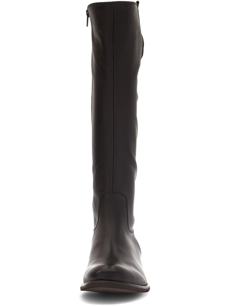 Bottes  en cuir lisse Marron - Kiabi