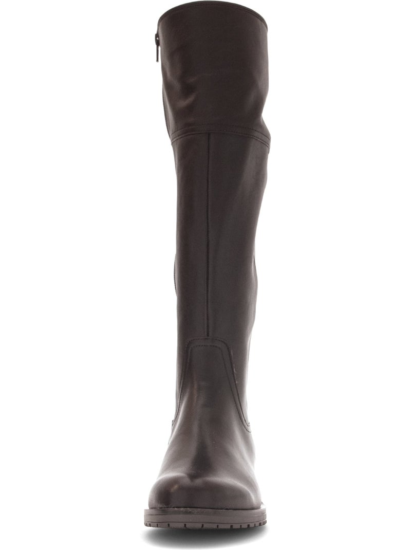Bottes  en cuir lisse Marron - Kiabi