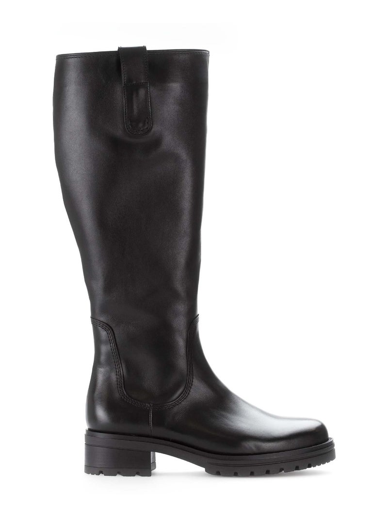 Bottes  en cuir lisse Noir - Kiabi