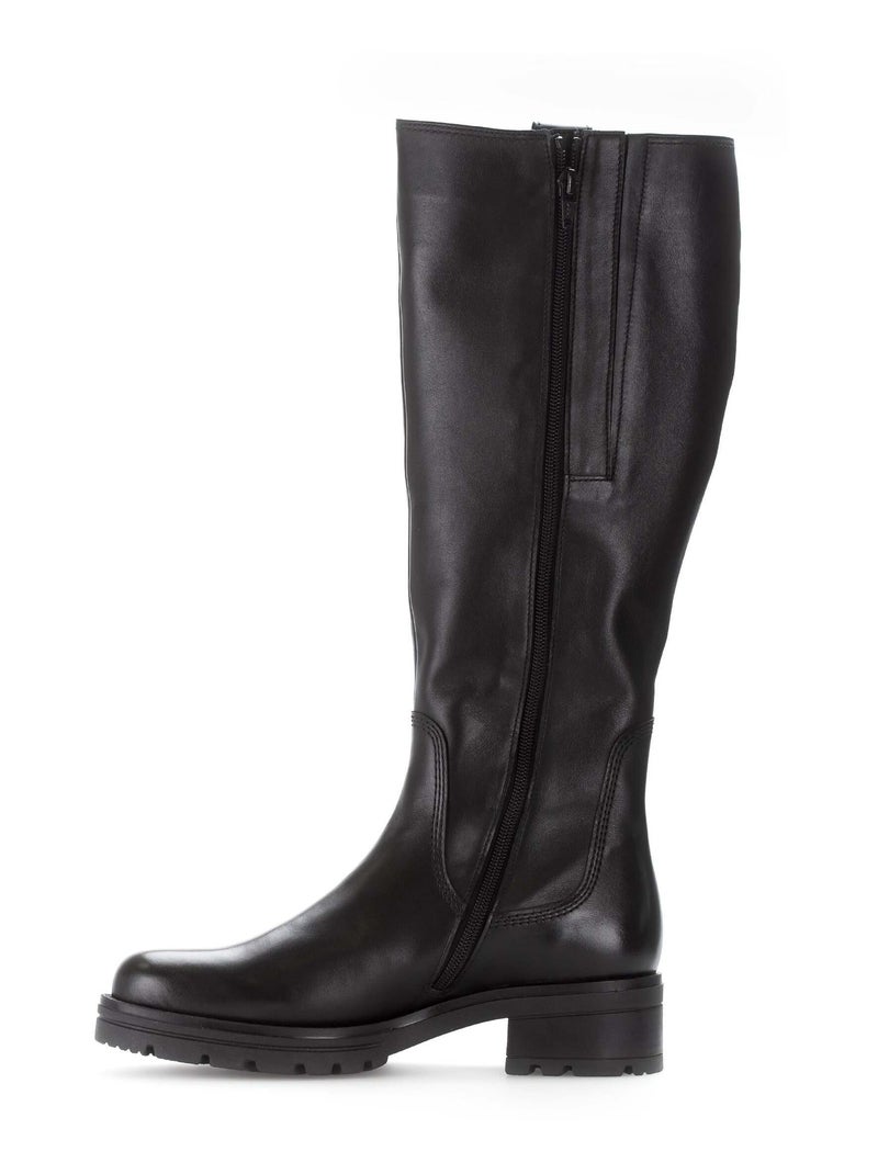 Bottes  en cuir lisse Noir - Kiabi