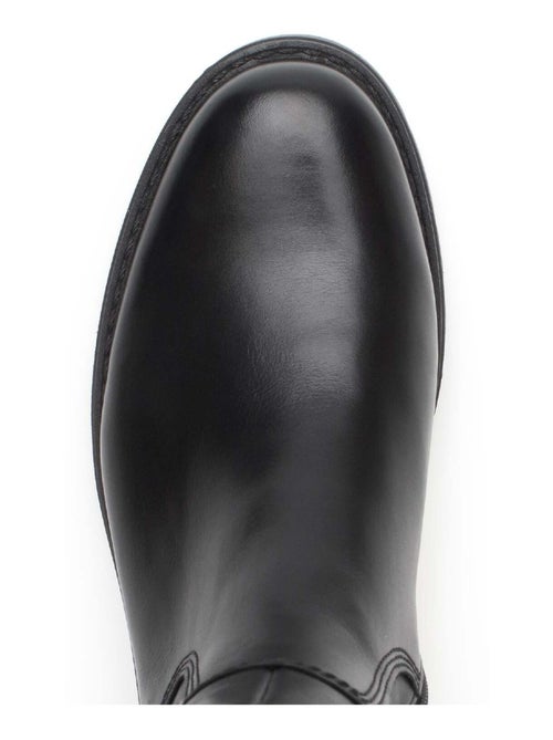 Bottes  en cuir lisse - Kiabi