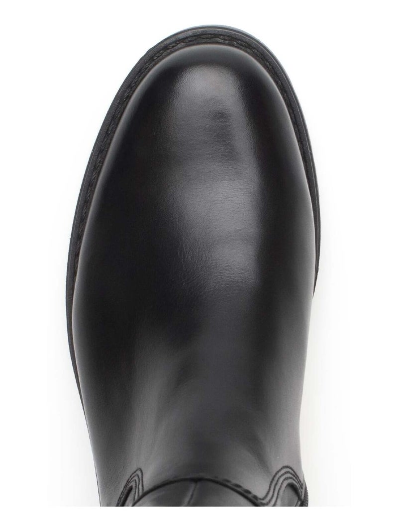 Bottes  en cuir lisse Noir - Kiabi
