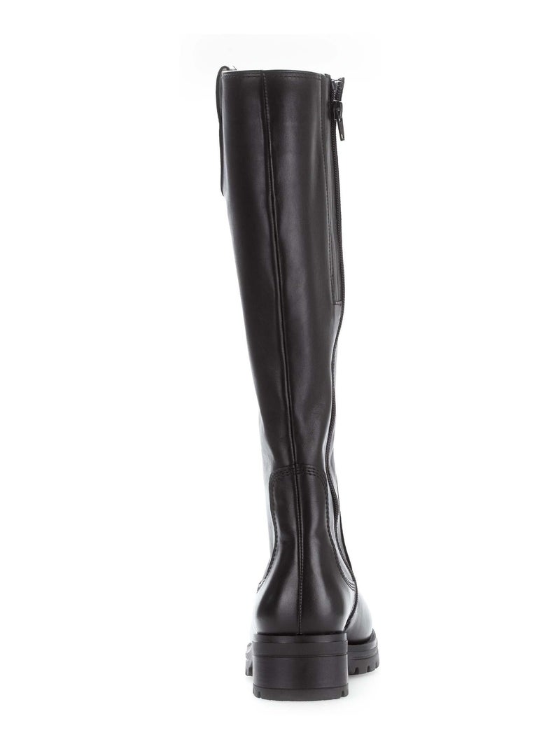 Bottes  en cuir lisse Noir - Kiabi