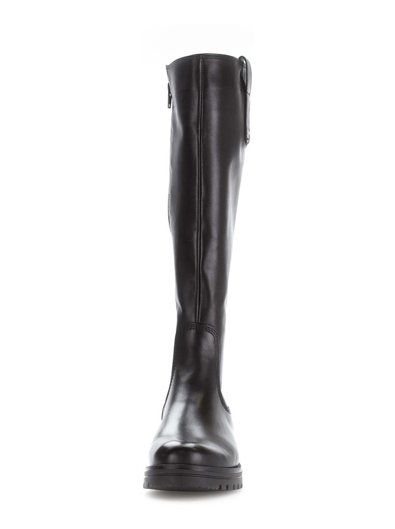 Bottes  en cuir lisse Noir - Kiabi