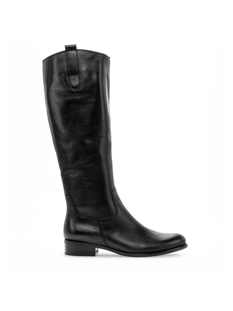 Bottes  en cuir lisse Noir - Kiabi