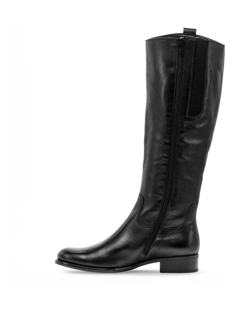 Bottes  en cuir lisse Noir - Kiabi