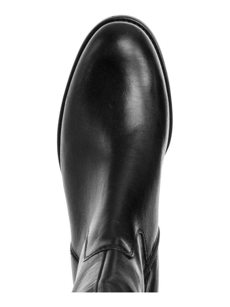 Bottes  en cuir lisse Noir - Kiabi