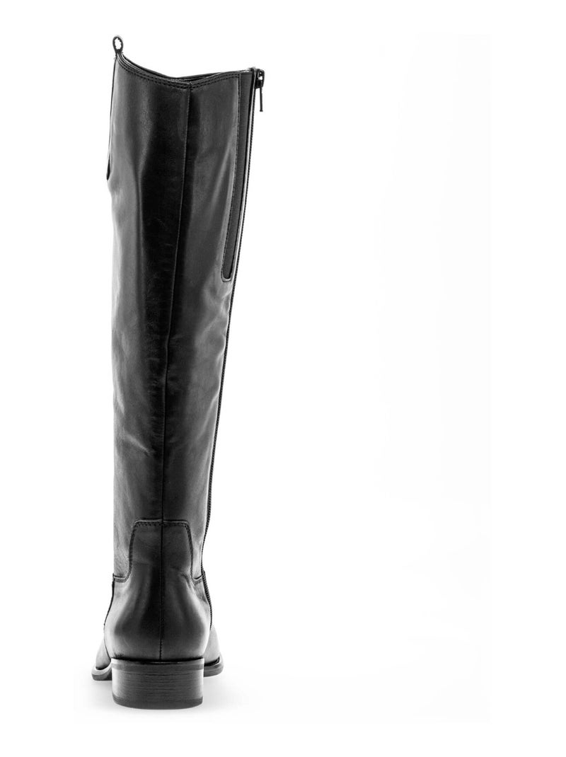 Bottes  en cuir lisse Noir - Kiabi