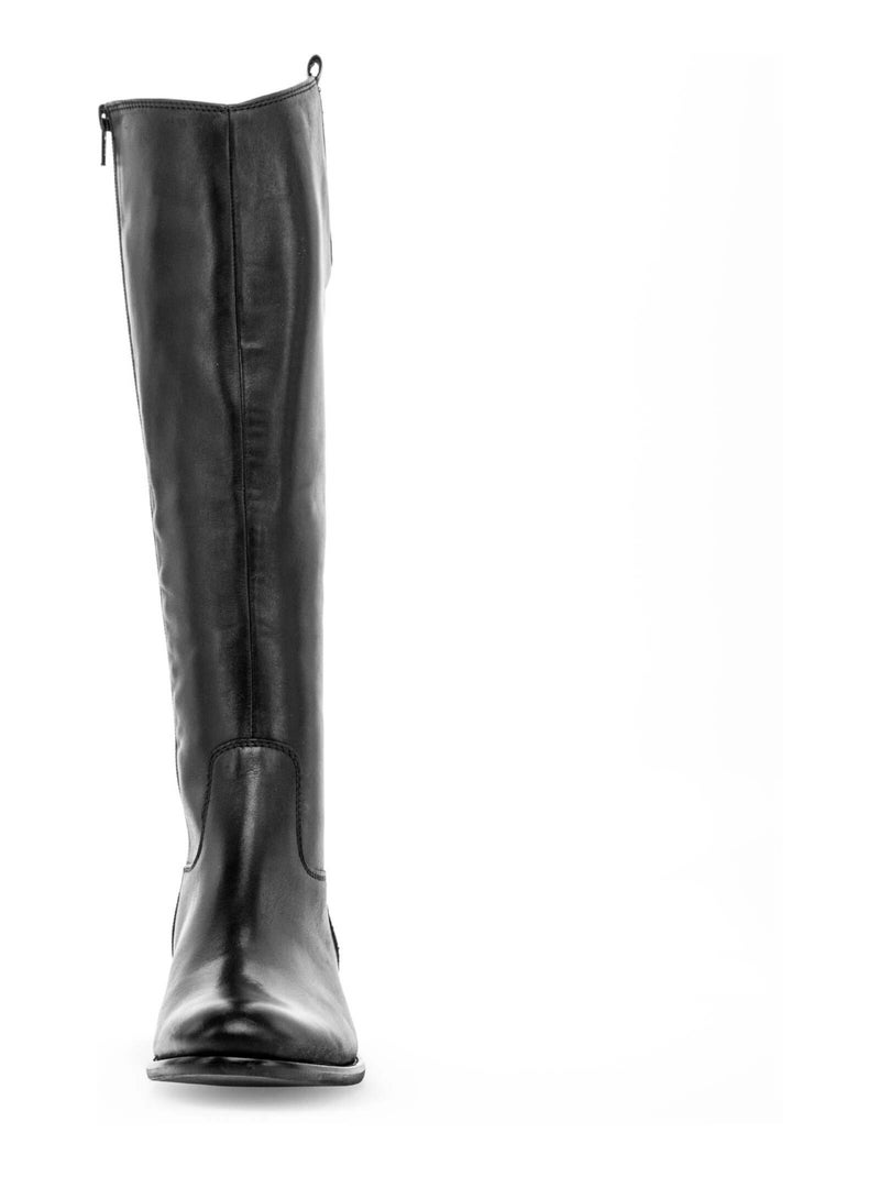 Bottes  en cuir lisse Noir - Kiabi
