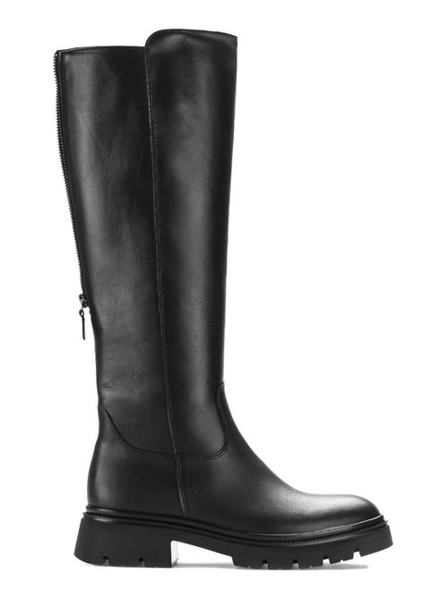 Bottes  en cuir lisse - Kiabi
