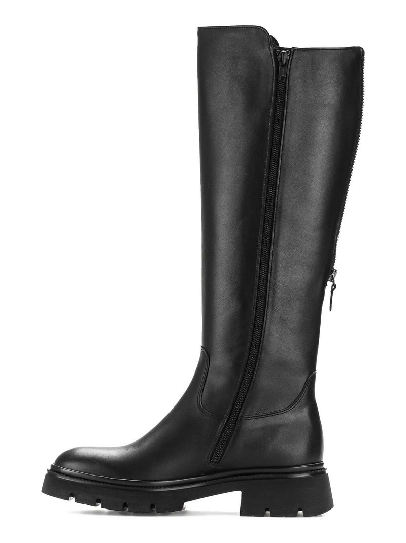 Bottes  en cuir lisse Noir - Kiabi