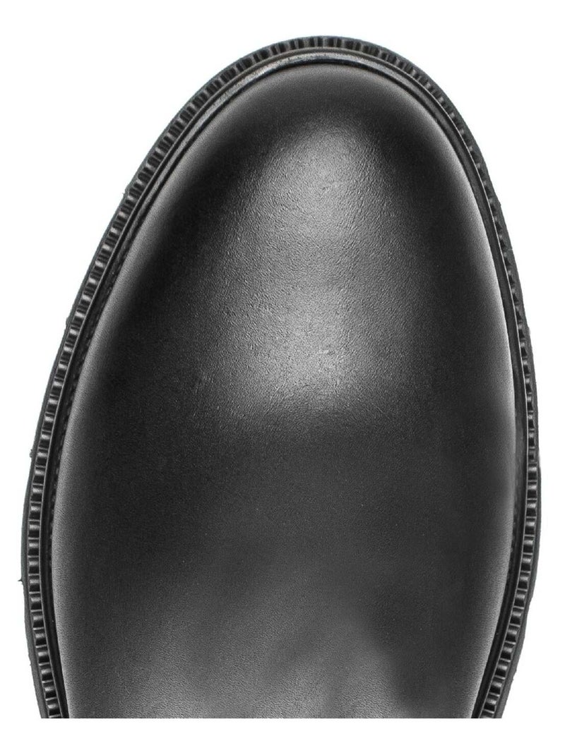 Bottes  en cuir lisse Noir - Kiabi