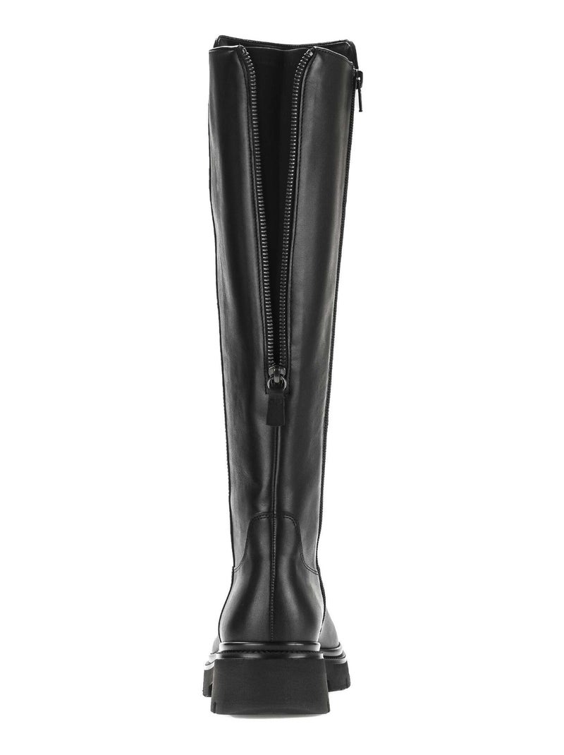 Bottes  en cuir lisse Noir - Kiabi