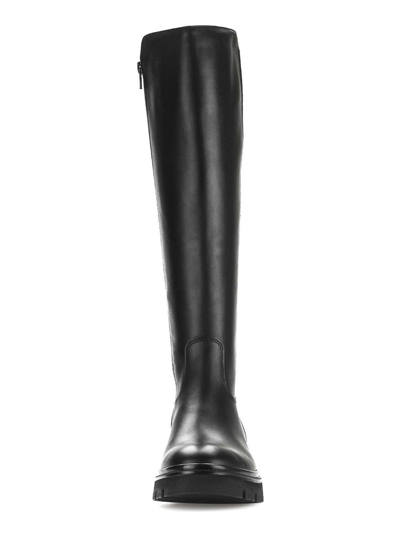 Bottes  en cuir lisse Noir - Kiabi