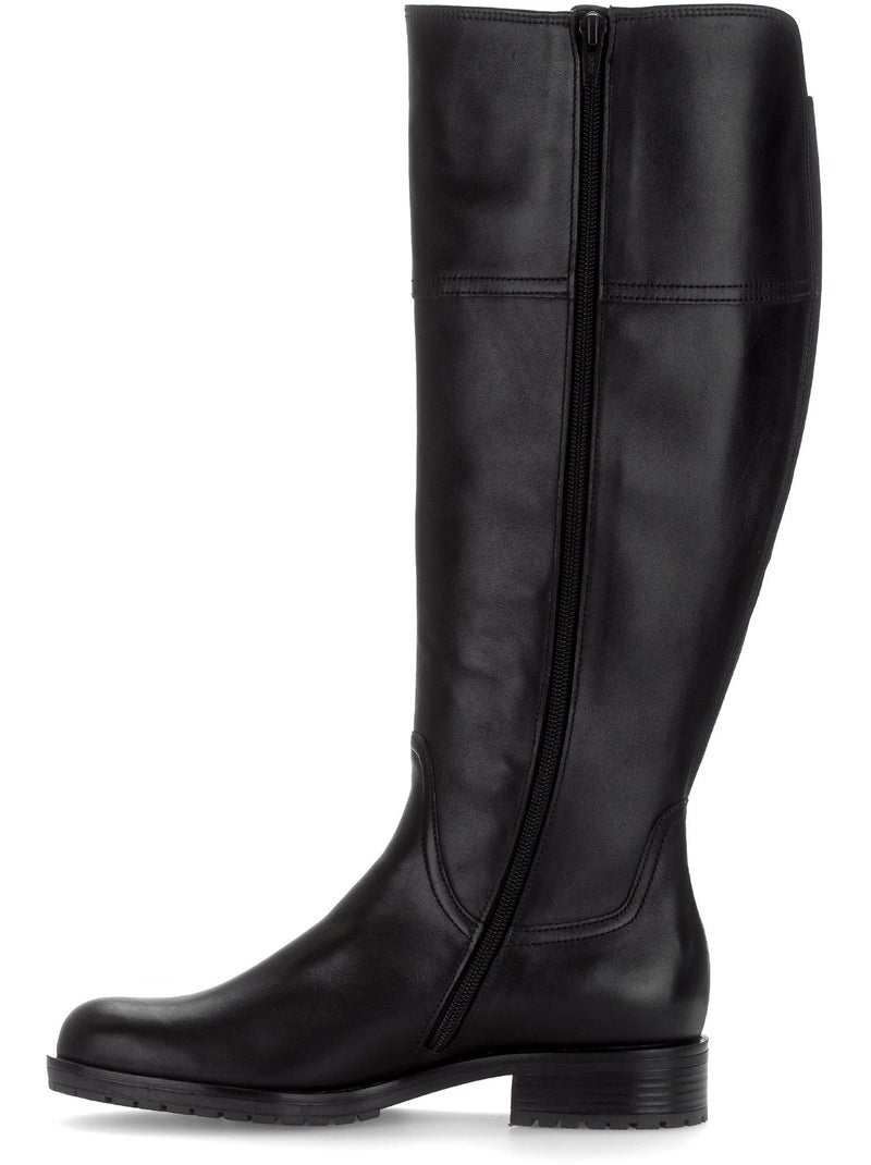 Bottes  en cuir lisse Noir - Kiabi