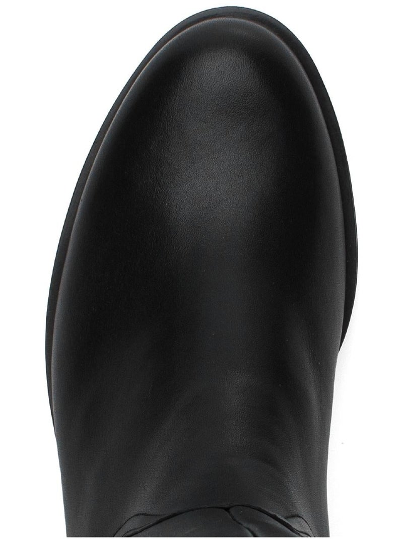 Bottes  en cuir lisse Noir - Kiabi