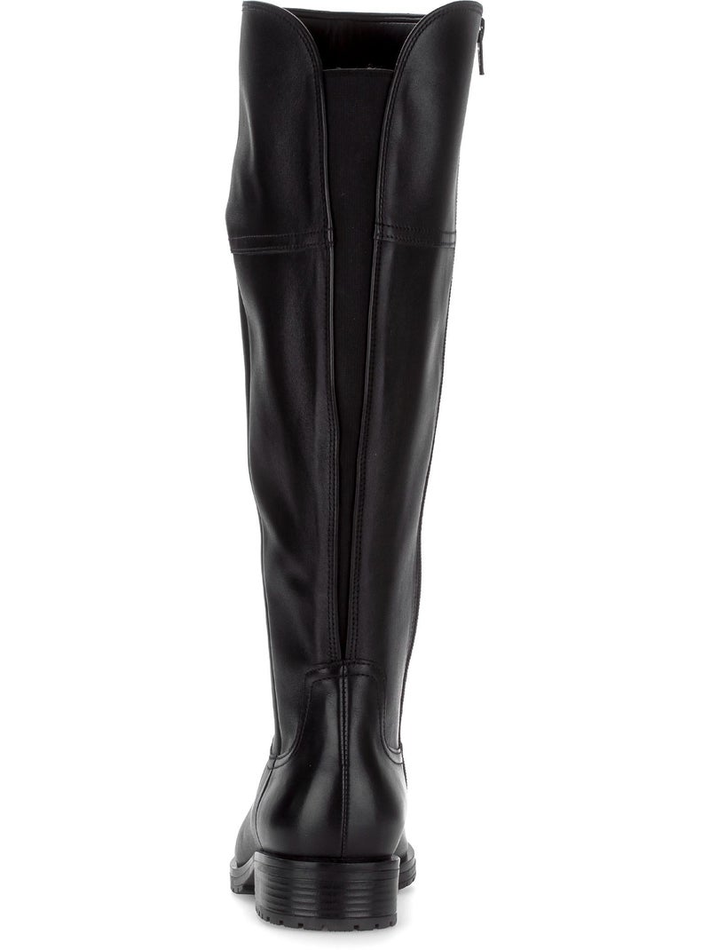 Bottes  en cuir lisse Noir - Kiabi