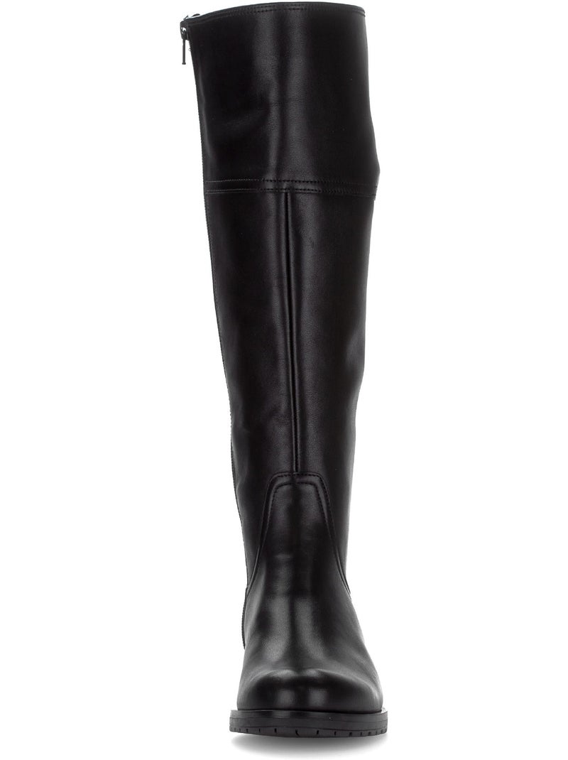 Bottes  en cuir lisse Noir - Kiabi