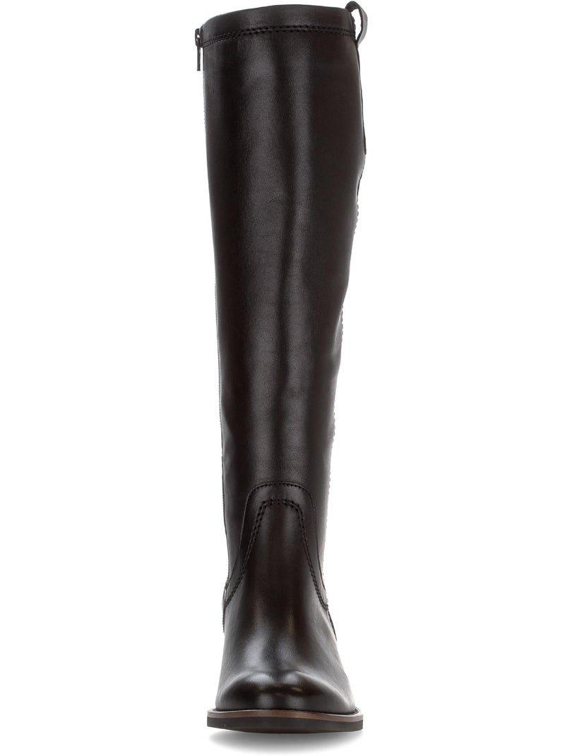 Bottes  en cuir lisse Noir - Kiabi