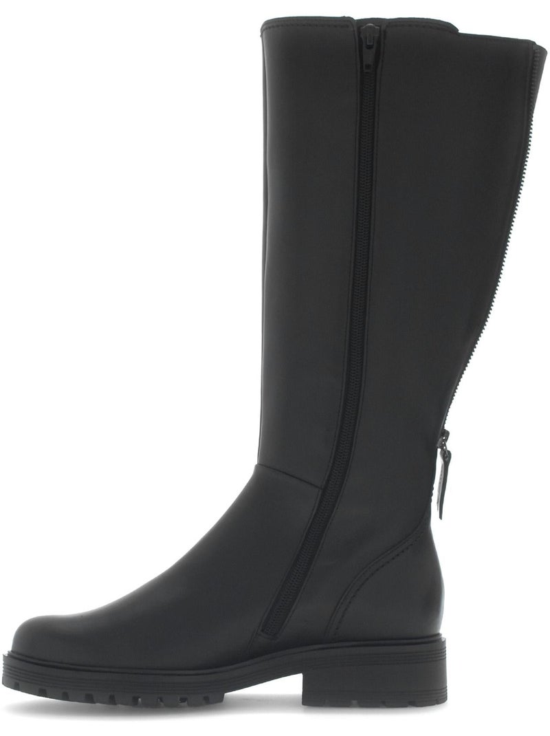 Bottes  en cuir lisse Noir - Kiabi